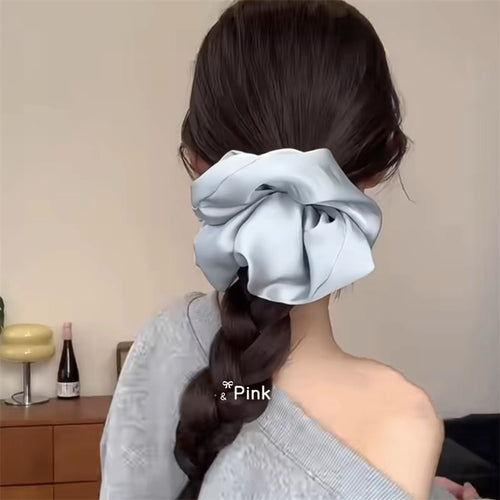 Grand Chouchou Satiné Style Coréen — Accessoire Cheveux Doux & Élastique