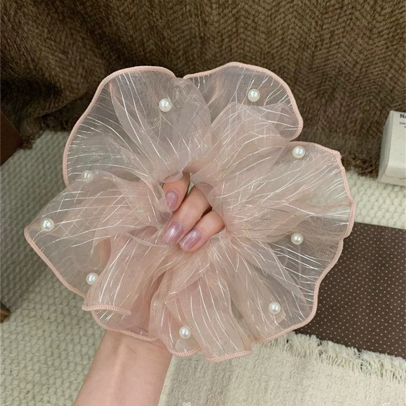 Grand Chouchou Satiné Style Coréen — Accessoire Cheveux Doux & Élastique