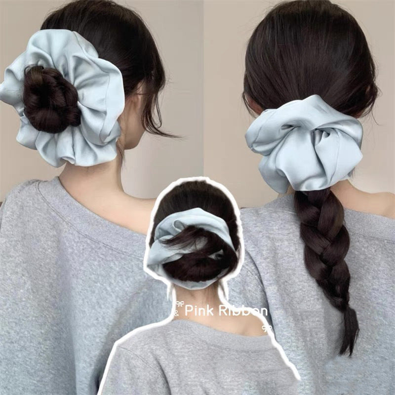 Grand Chouchou Satiné Style Coréen — Accessoire Cheveux Doux & Élastique