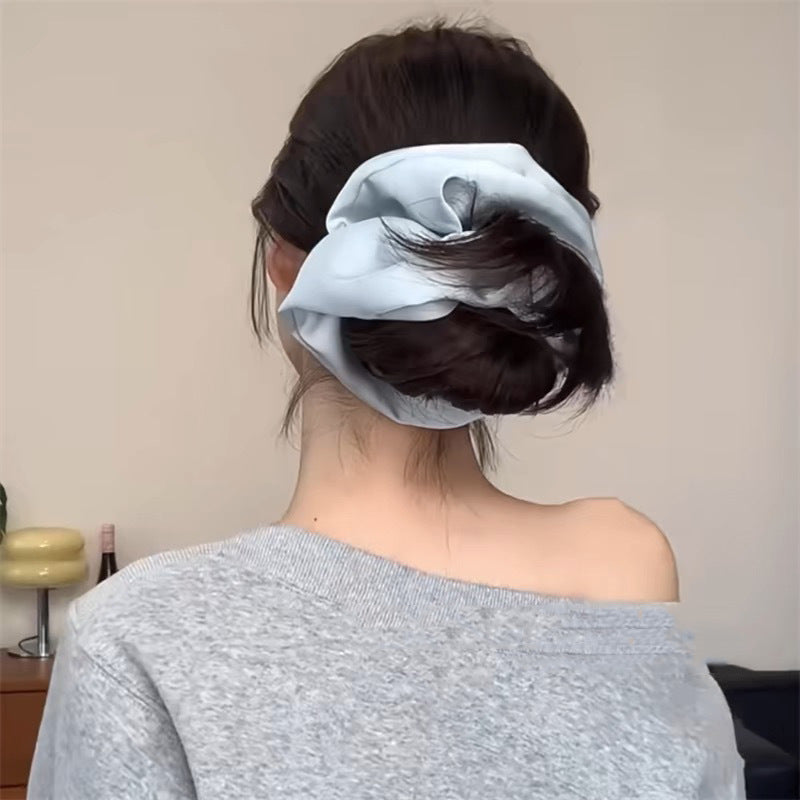 Grand Chouchou Satiné Style Coréen — Accessoire Cheveux Doux & Élastique