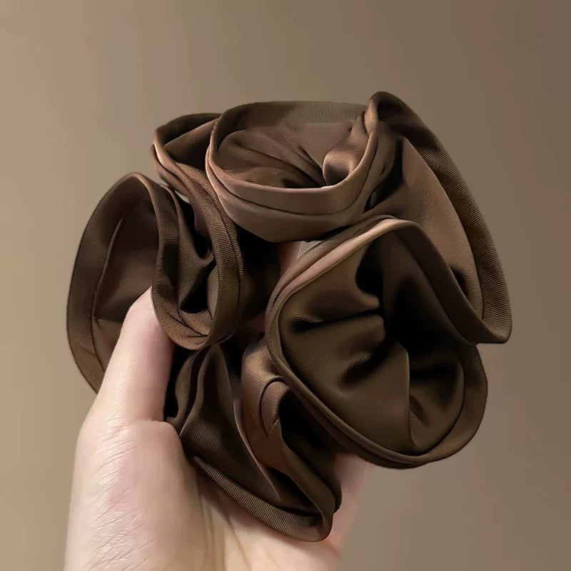 Grand Chouchou Satiné Style Coréen — Accessoire Cheveux Doux & Élastique