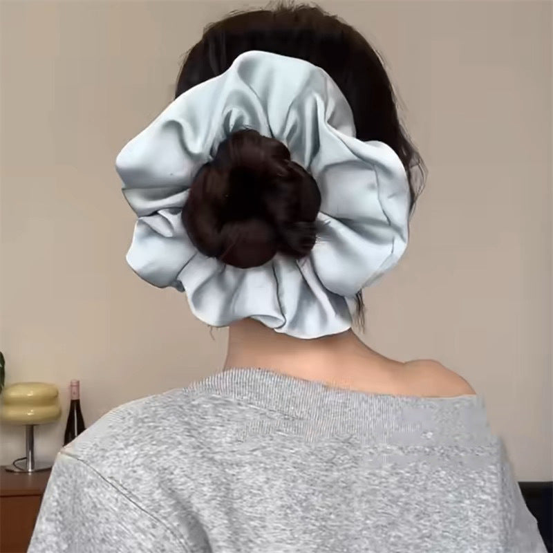 Grand Chouchou Satiné Style Coréen — Accessoire Cheveux Doux & Élastique