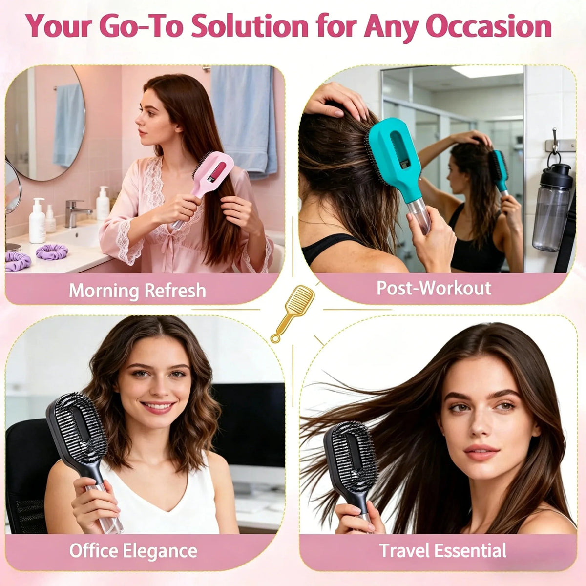 Peigne 2-en-1 Spray & Massage — Soin Capillaire Quotidien
