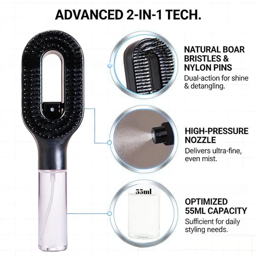 Peigne 2-en-1 Spray & Massage — Soin Capillaire Quotidien